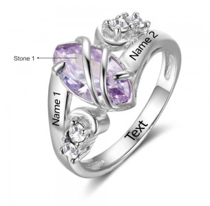 Birthstone Ring, Sterling Silver Personalized Engravable Ring JEWJORI102739